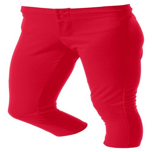 A4 Drop Ship Girls Elastic Bottom Softball Pant, Medium, Scarlet