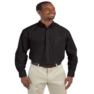 Harriton Men's 3.1 oz. Essential Poplin, Medium, BLACK