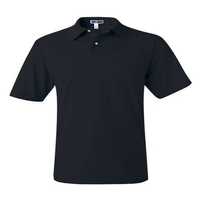 Jerzees 5.6 oz, 50/50 Jersey Pocket Polo with SpotShield, 2XL, Black