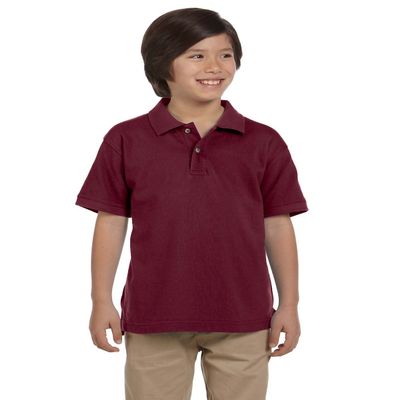 Harriton Youth Ringspun Cotton Piqu Short-Sleeve Polo, Medium, Wine