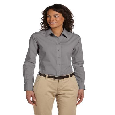 Harriton Ladies 3.1 oz. Essential Poplin, 2XL, DARK GREY