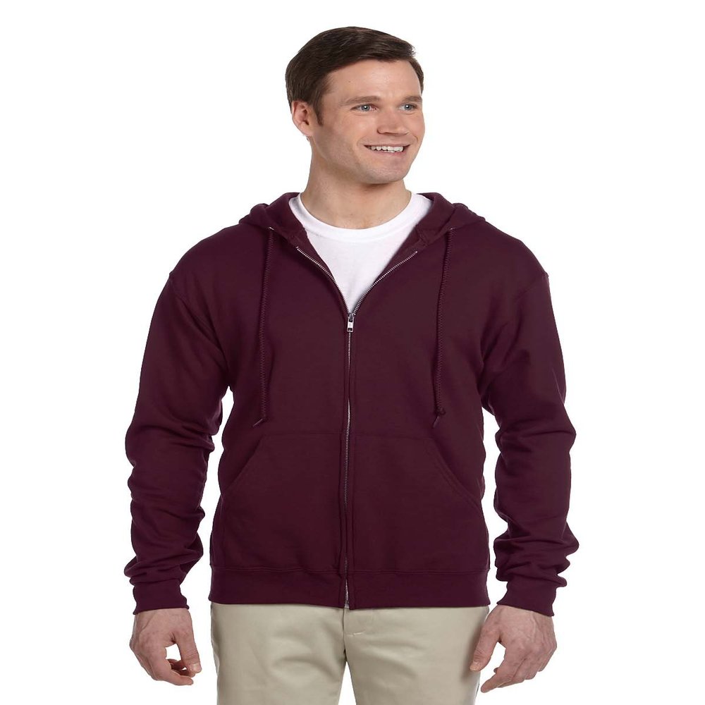 Jerzees mens 8 oz. 50/50 NuBlend Fleece Full-Zip Hood(993)-MAROON-2XL