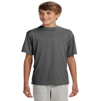 A4 Youth Short-Sleeve Cooling Performance Crew, Medium, Graphite