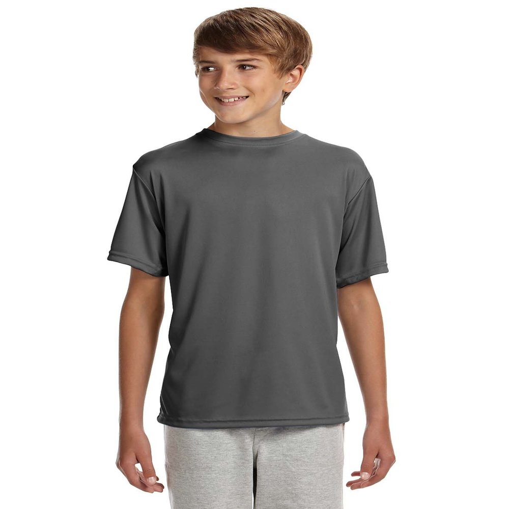 A4 Youth Short-Sleeve Cooling Performance Crew, Medium, Graphite