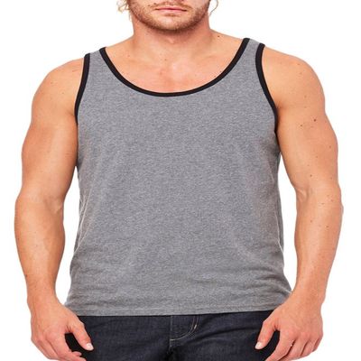 Canvas Bella Comfort Scoop-Neck Jersey Tank Top, Deep Hthr/Blk, Large