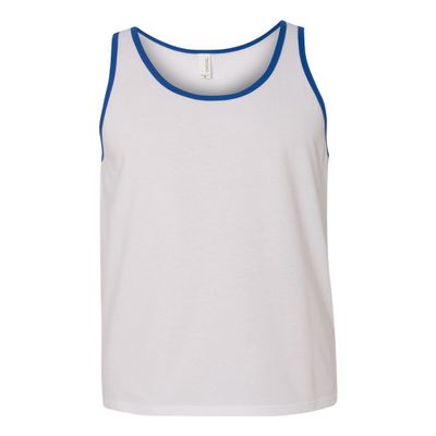 Canvas Bella Comfort Scoop-Neck Jersey Tank Top, Wht/True Royal, Small