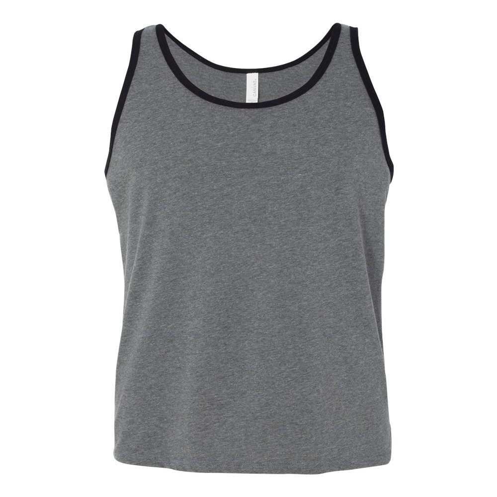 Canvas Bella Comfort Scoop-Neck Jersey Tank Top, Deep Hthr/Blk, Medium