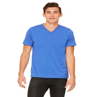 Canvas Bella Comfortable V-Neck Fitted Jersey T-Shirt, HTHR True Royal, X-Large