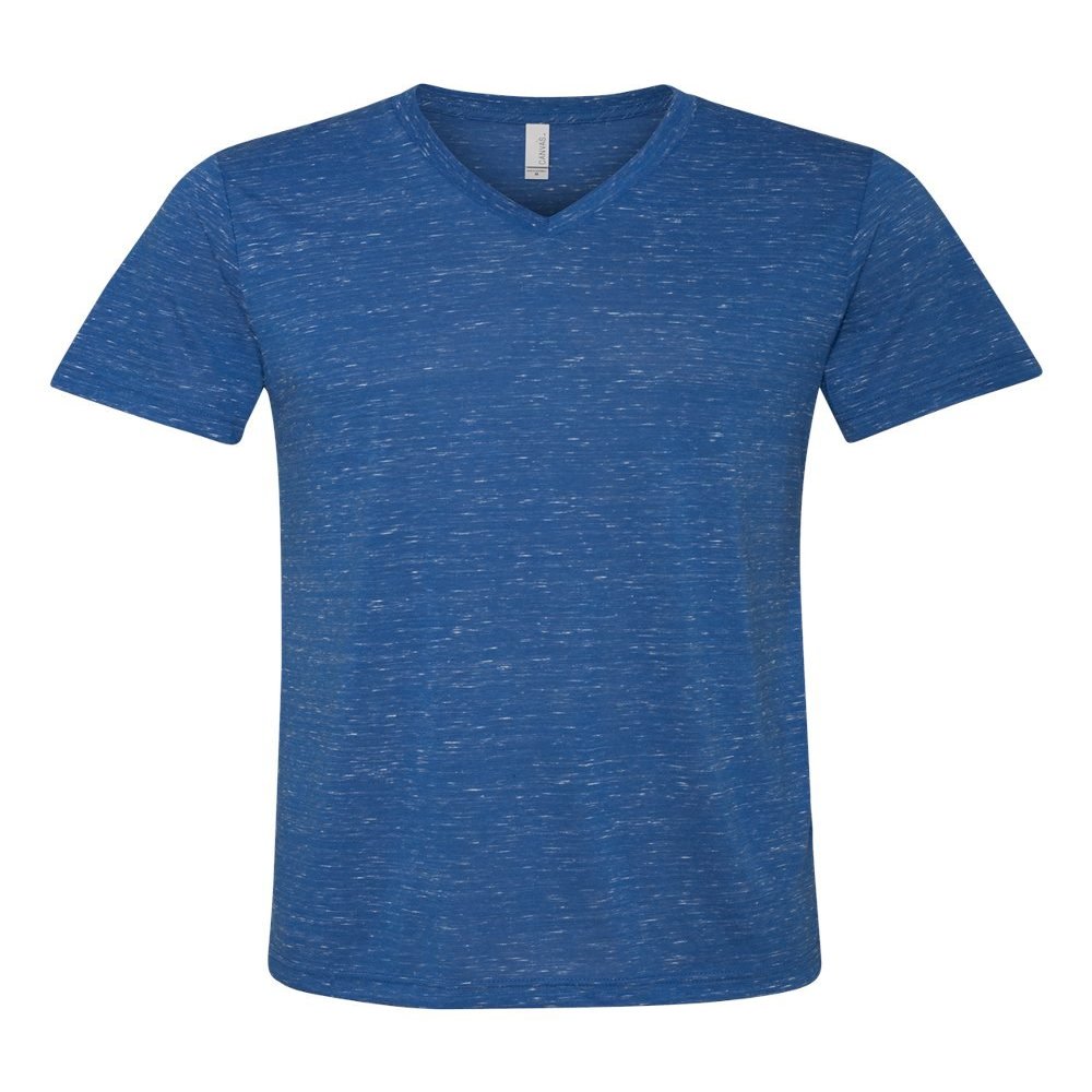 Canvas Bella Comfortable V-Neck Fitted Jersey T-Shirt, True Royal Marble, Medium