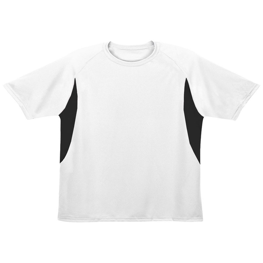 A4 Youth Color Block Performance Wicking Interlock T-Shirt, Wht/Blk, Small