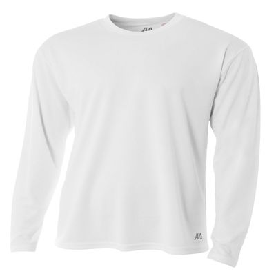 A4 Men's Textured Tech Long-Sleeve T-Shirt, Wht, Medium