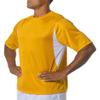 A4 Youth Color Block Performance Wicking Interlock T-Shirt, Gold/Wht, X-Large view 1