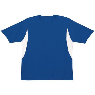 A4 Youth Color Block Performance Wicking Interlock T-Shirt, Royal/Wht, Medium