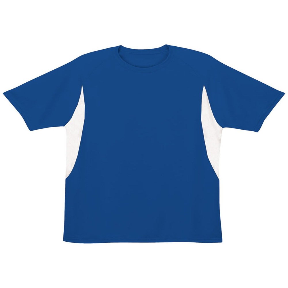 A4 Youth Color Block Performance Wicking Interlock T-Shirt, Royal/Wht, Medium