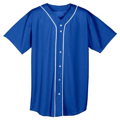 A4 Adult Short Sleeve Full Button Baseball Top, Royal, Small