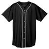 A4 Adult Short Sleeve Full Button Baseball Top, Blk, X-Large view 1