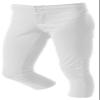 A4 Girl's Double Knit Elastic Waist Zipper Front Softball Pant, Wht, Small
