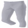 A4 Girl's Double Knit Elastic Waist Zipper Front Softball Pant, Grey, Small view 1