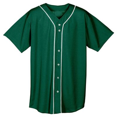 A4 Adult Short Sleeve Full Button Baseball Top, Forest, Large
