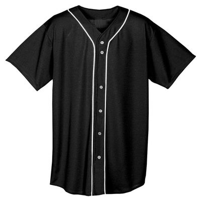 A4 Adult Short Sleeve Full Button Baseball Top, Blk, XX-Large