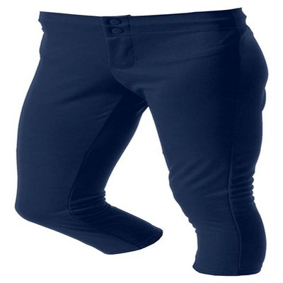 A4 Girl's Double Knit Elastic Waist Zipper Front Softball Pant, NVY, Medium