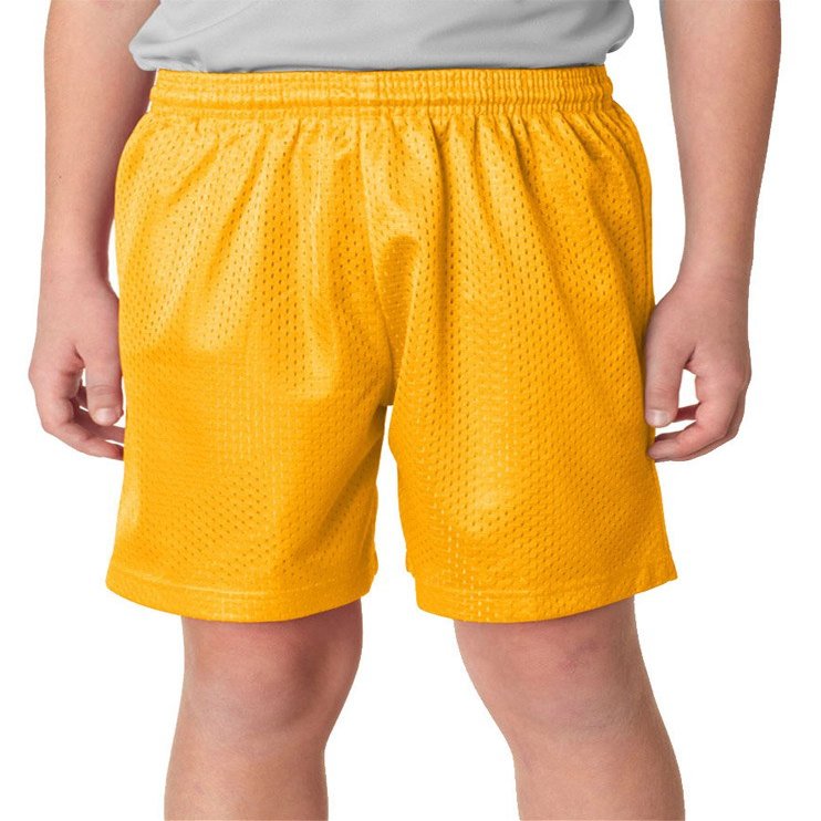 A4 Youth 10" Ultra Tight Knit Reversible Interlock Short, Gold, Medium