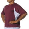 A4 Youth Color Block Performance Wicking Interlock T-Shirt, Maroon/Wht, X-Large