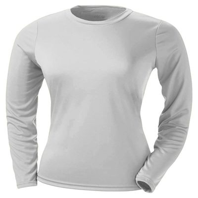 A4 Ladies' Cooling Performance Long-Sleeve T-Shirt, Silver, Small