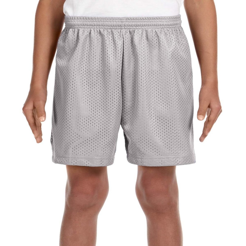A4 Youth 10" Ultra Tight Knit Reversible Interlock Short, Silver, X-Small