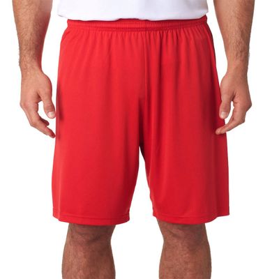 A4 Adult 9" Moisture Wicking Performance Interlock Short, Red, X-Large