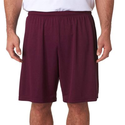 A4 Adult 9" Moisture Wicking Performance Interlock Short, Maroon, Large