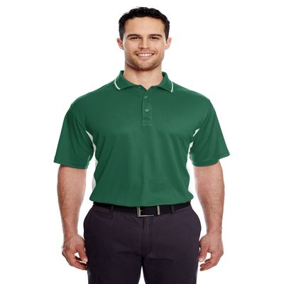 UltraClub Adult Relaxed-Fit Two-Tone Mesh Polo Shirt, Forest/Wht, Medium