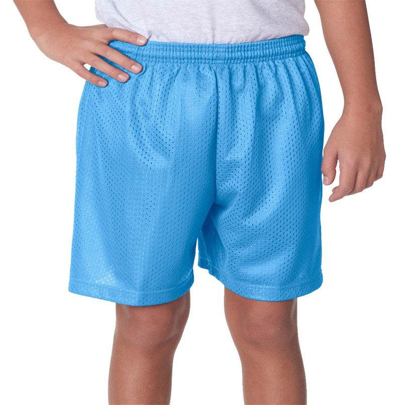 A4 Youth 10" Ultra Tight Knit Reversible Interlock Short, Light Blue, X-Large