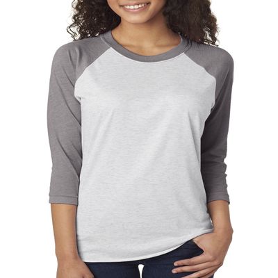 Next Level Unisex 3/4-Sleeve Raglan T-Shirt, Premium HTHR/HTHR Wht, Medium