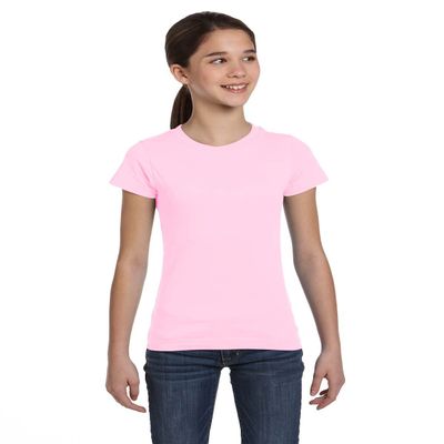 LAT Sportswear Girl's Fine Jersey Longer-Length T-Shirt, Pink, X-Small