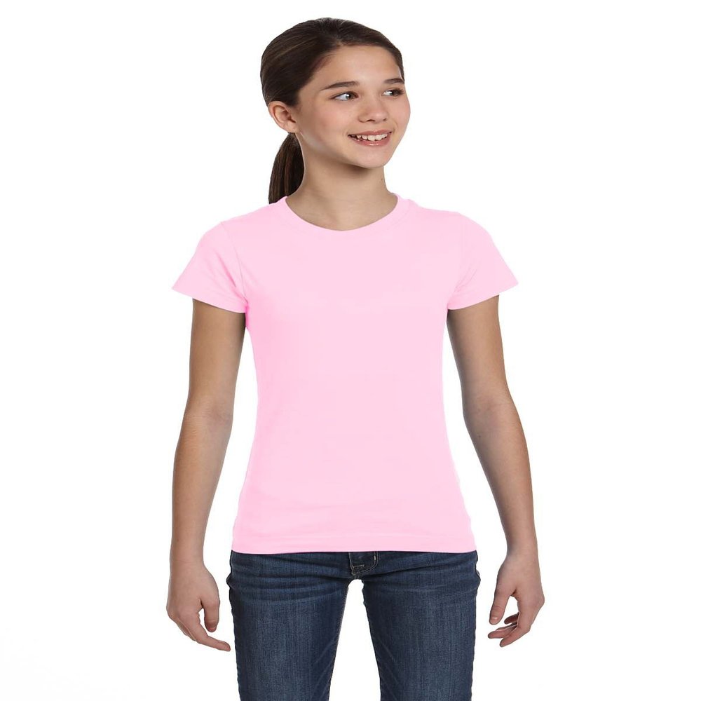 LAT Sportswear Girl's Fine Jersey Longer-Length T-Shirt, Pink, X-Small