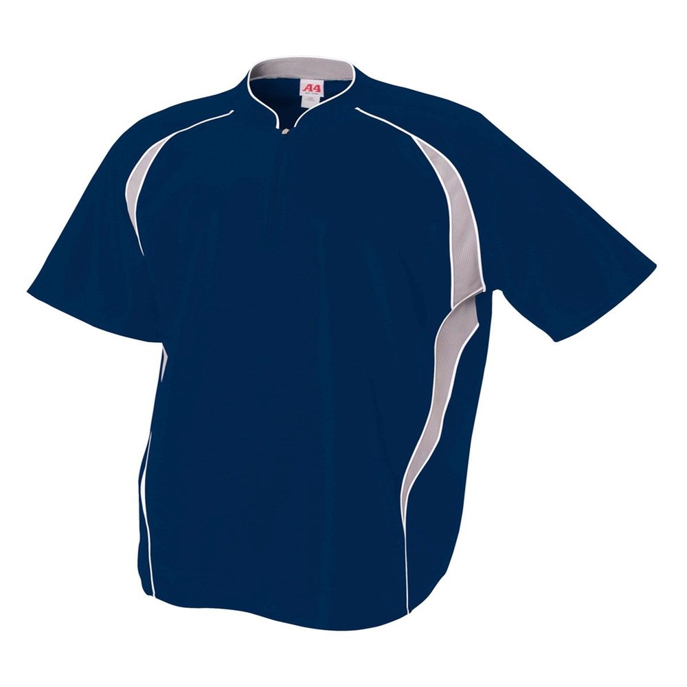 A4 Adult 1/4 Zip Batting Jacket, NVY, X-Large
