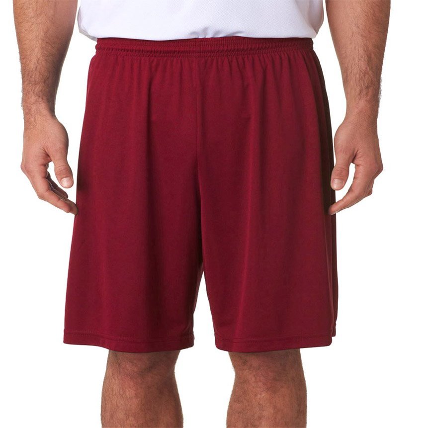 A4 Adult 9" Moisture Wicking Performance Interlock Short, Cardinal, X-Large