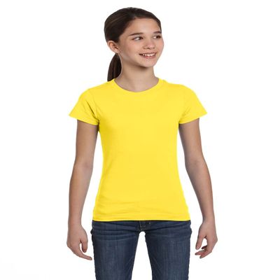 LAT Sportswear Girl's Fine Jersey Longer-Length T-Shirt, Yellow, Medium