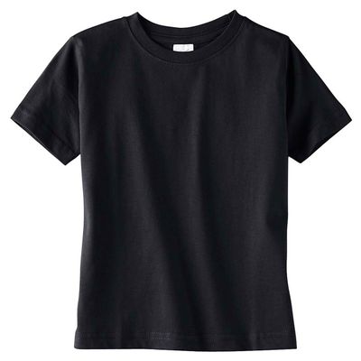 Rabbit Skins Toddler Soft Ribbed Crewneck Jersey T-Shirt, Blk, 3T