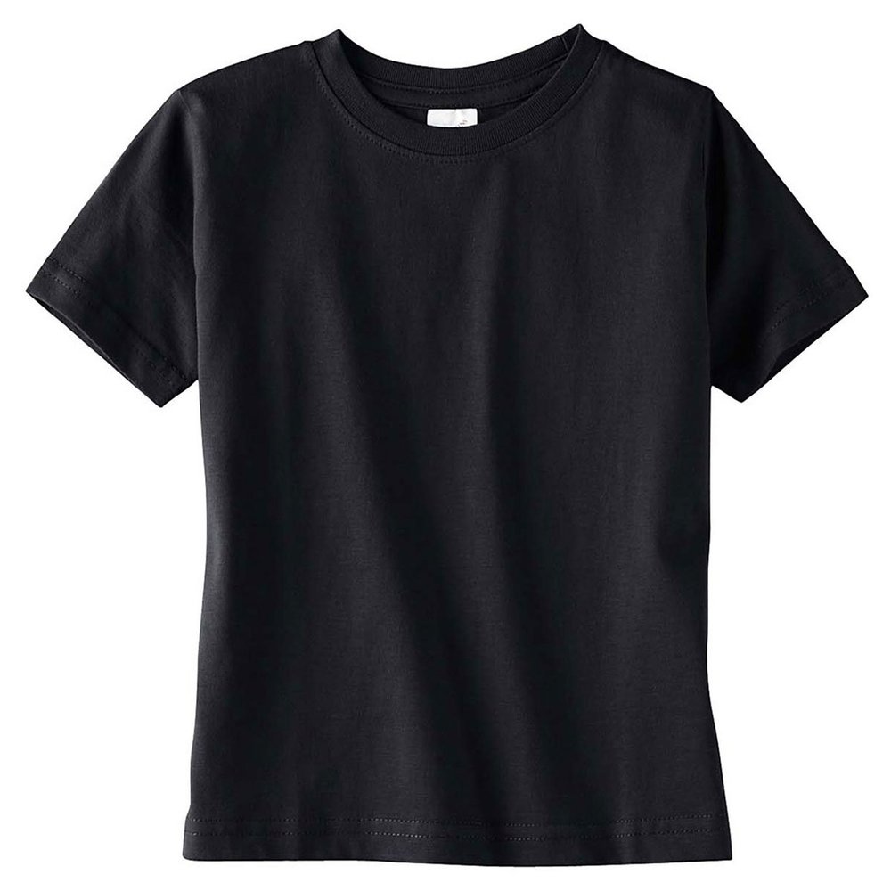 Rabbit Skins Toddler Soft Ribbed Crewneck Jersey T-Shirt, Blk, 3T