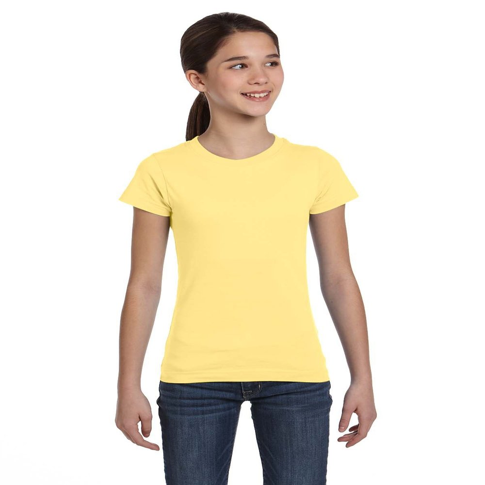 LAT Sportswear Girl's Fine Jersey Longer-Length T-Shirt, Butter, Medium