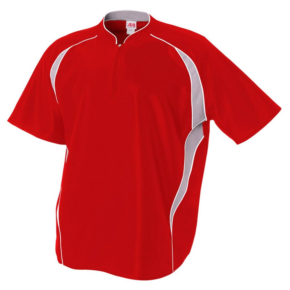 A4 Men's Moisture Wicking 1/4 Zip Batting Jacket, XXX-Large, Scarlet Red