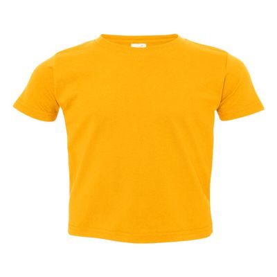 Rabbit Skins Toddler Soft Ribbed Crewneck Jersey T-Shirt, Gold, 3T