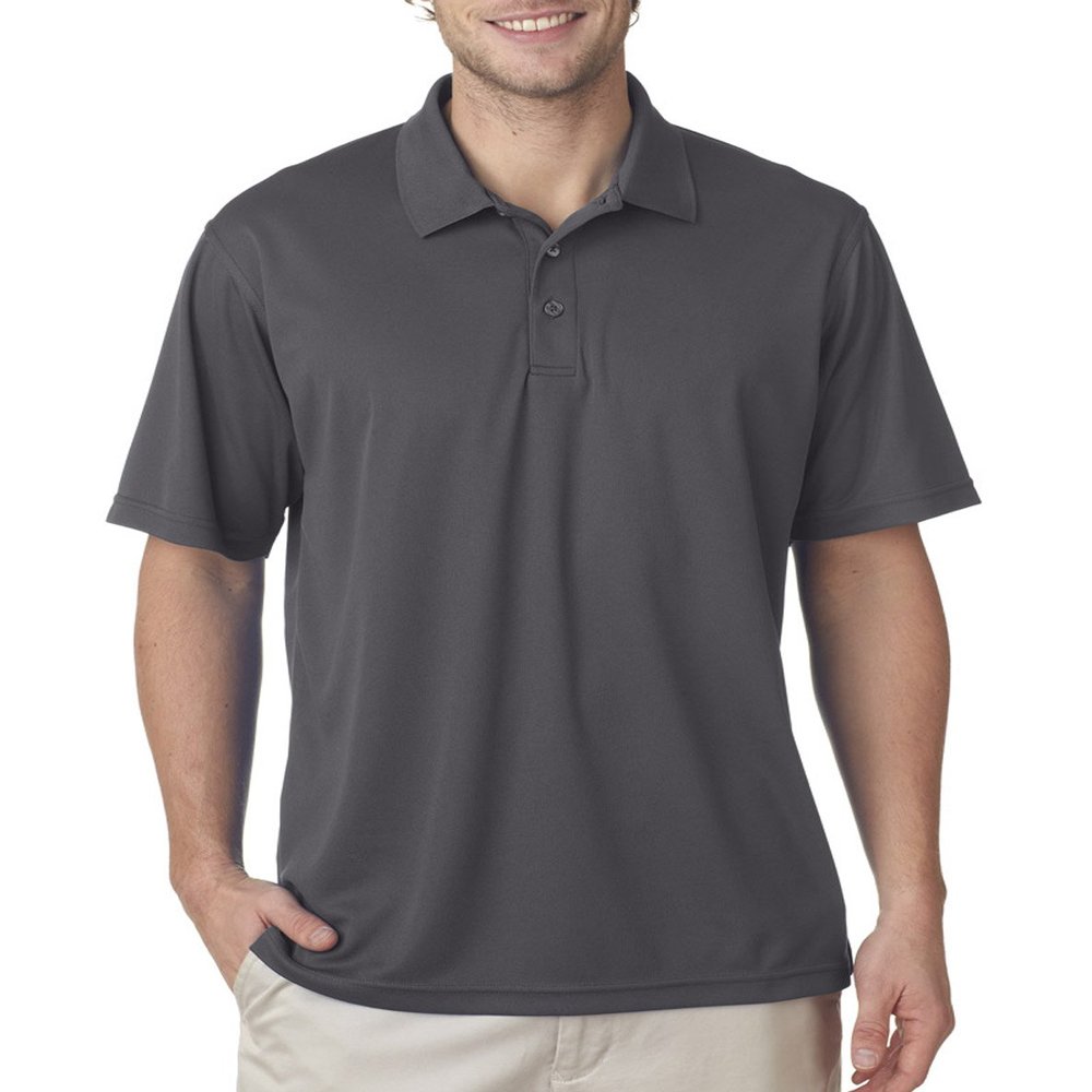 UltraClub Men's Cool & Dry Mesh Pique Polo Shirt, CHARCOAL, XXXXXX-Large