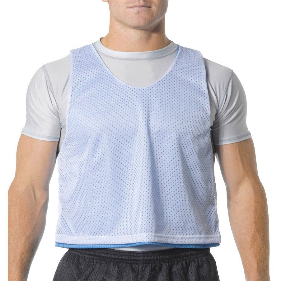 A4 Lacrosse Open Bottom Reversible Practice Jersey, Wht/Light Blue, Medium