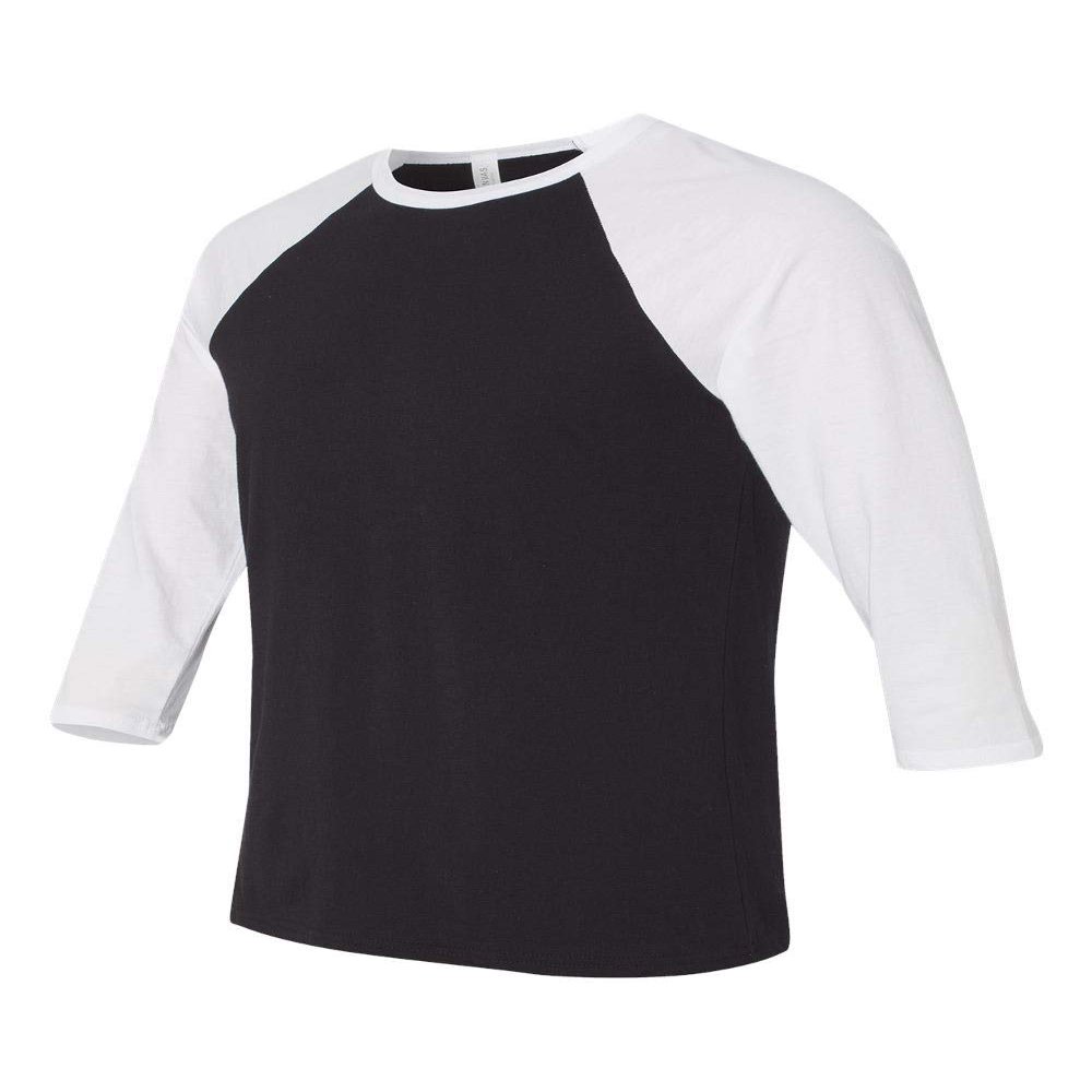 Canvas Unisex 3/4-Sleeve Baseball T-Shirt, Blk/Wht, XX-Large
