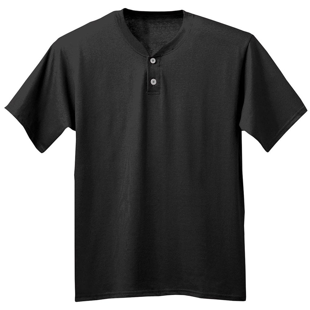 A4 Adult 2-Button Performance Interlock Moisture Henley Shirt, Blk, X-Large
