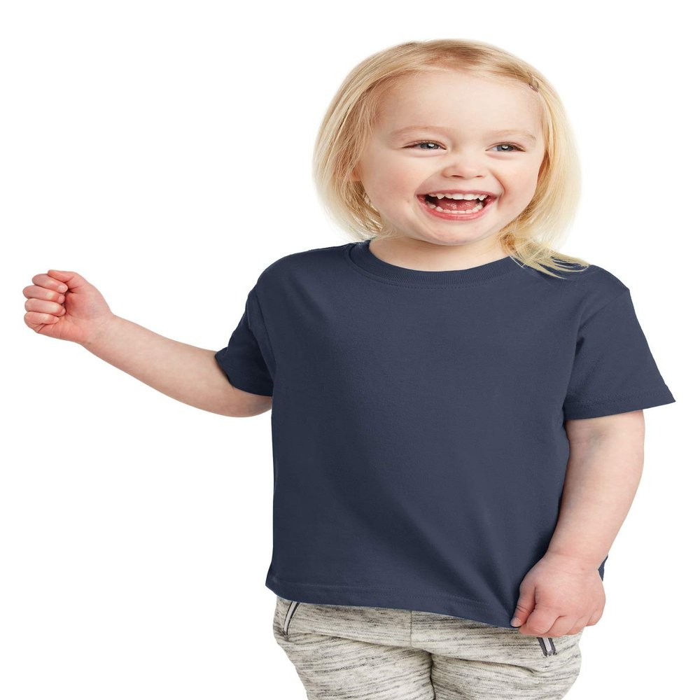 Rabbit Skins Toddler Soft Ribbed Crewneck Jersey T-Shirt, Nvy, 5/6T