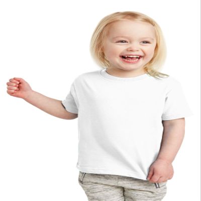 Rabbit Skins Toddler Soft Ribbed Crewneck Jersey T-Shirt, Wht, 5/6T